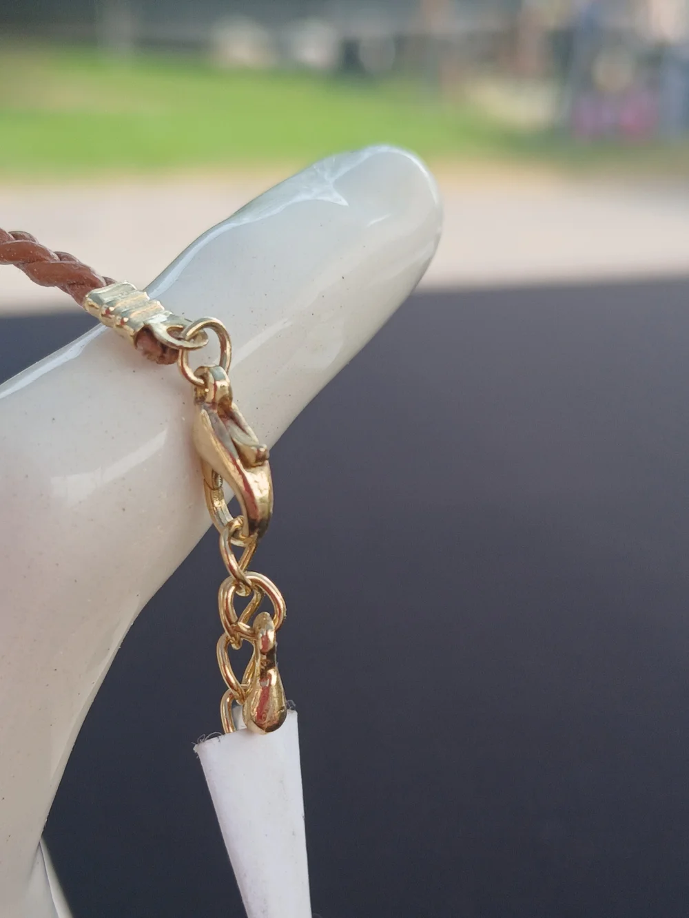 True Designs Brown Braided Leather Clover Cross Charm  Bracelet NWT Minimalist